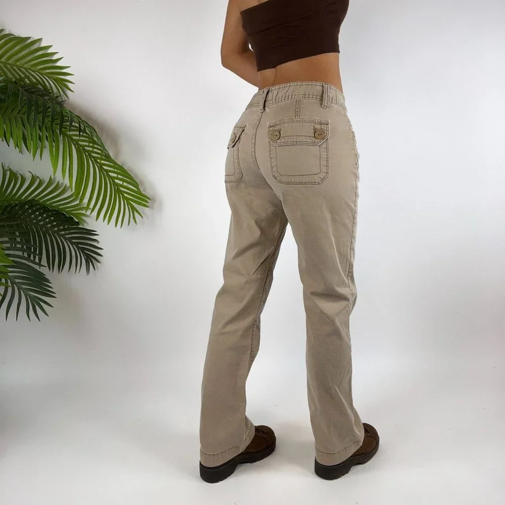 Vintage Y2K Aeropostale Low Rise Khaki Granola Girl Bootcut Pants / Size: 9/10 - Picture 2 of 4